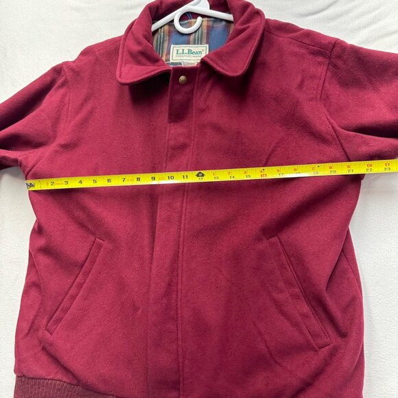 Vintage 80s LL Bean Plaid Lined Wool Bomber Jacket Coat Mens Size Large Red READ - Picture 12 of 16
